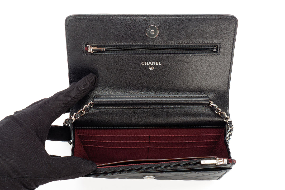 Chanel Wallet On Chain Black Lambskin Silver Hardware - view 10