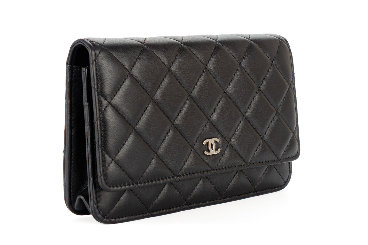 Chanel Wallet On Chain Black Lambskin Silver Hardware - view 2