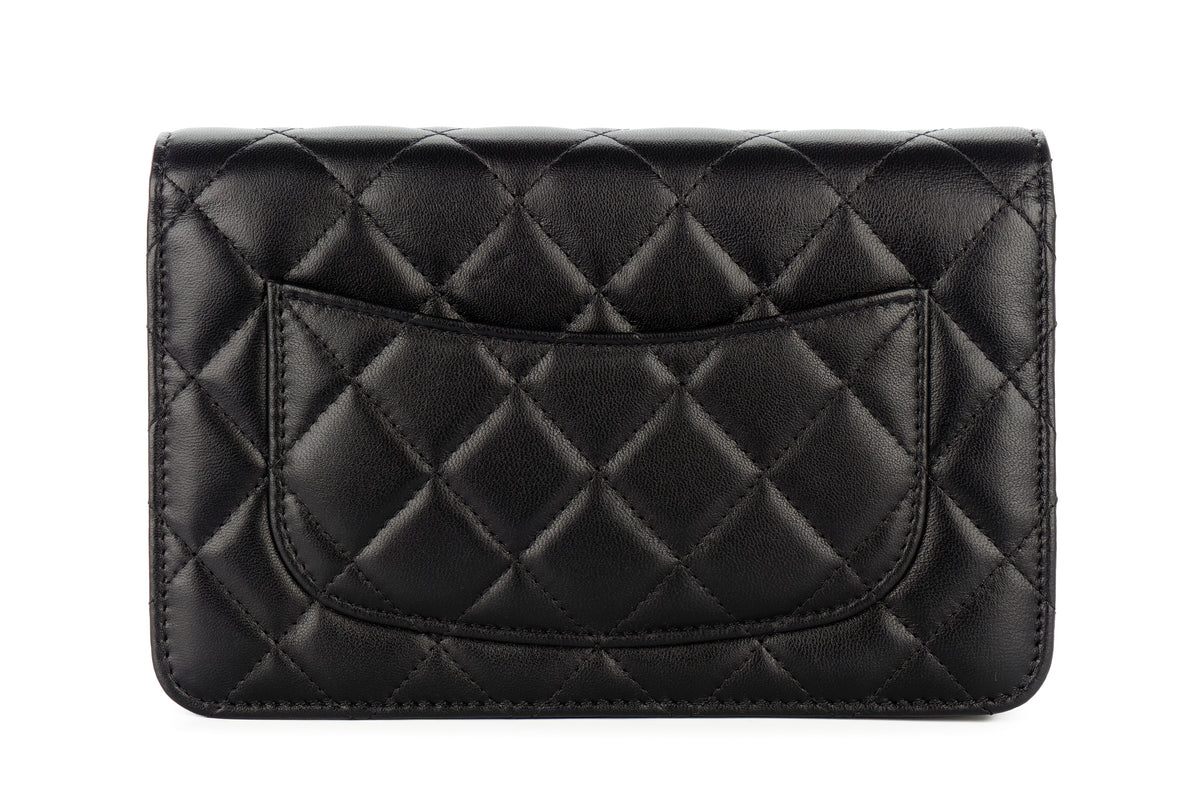 Chanel Wallet On Chain Black Lambskin Silver Hardware - view 3