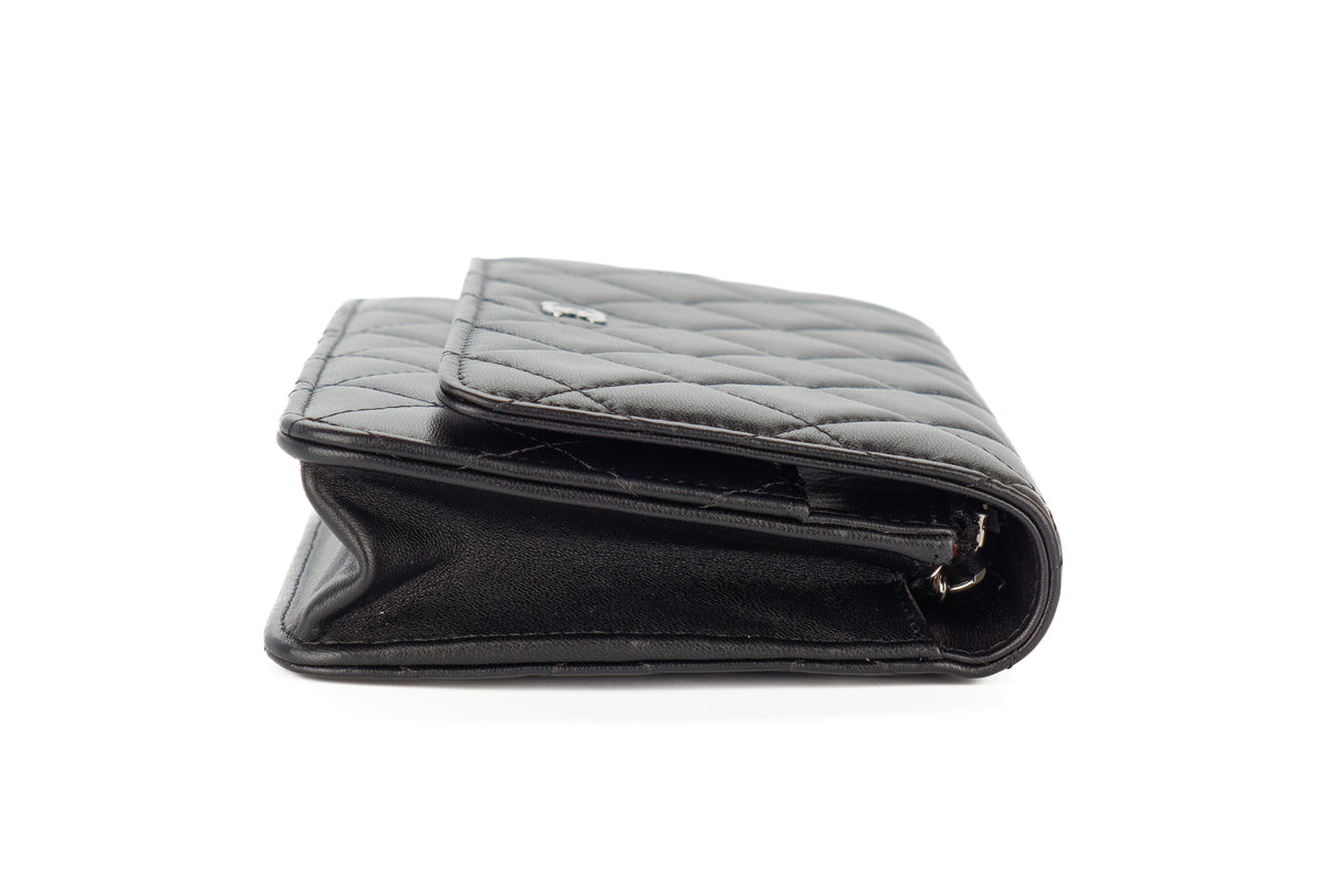 Chanel Wallet On Chain Black Lambskin Silver Hardware - view 4