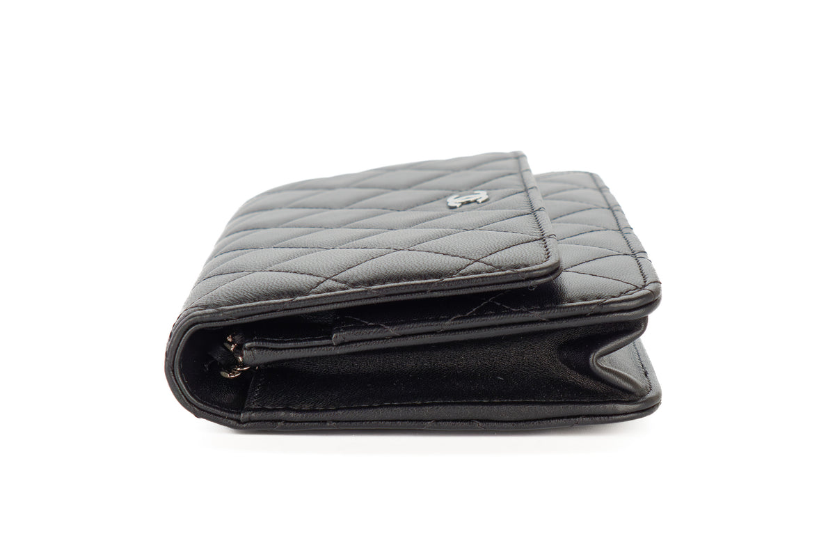 Chanel Wallet On Chain Black Lambskin Silver Hardware - view 5
