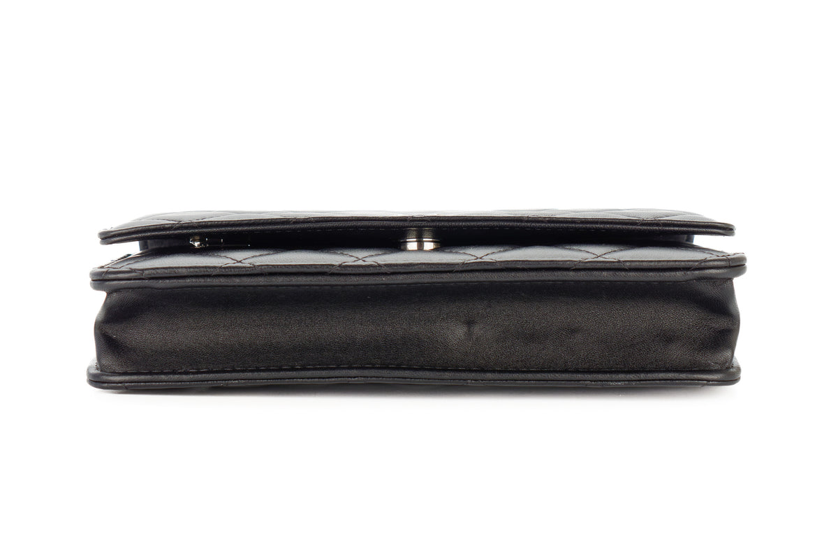 Chanel Wallet On Chain Black Lambskin Silver Hardware - view 6