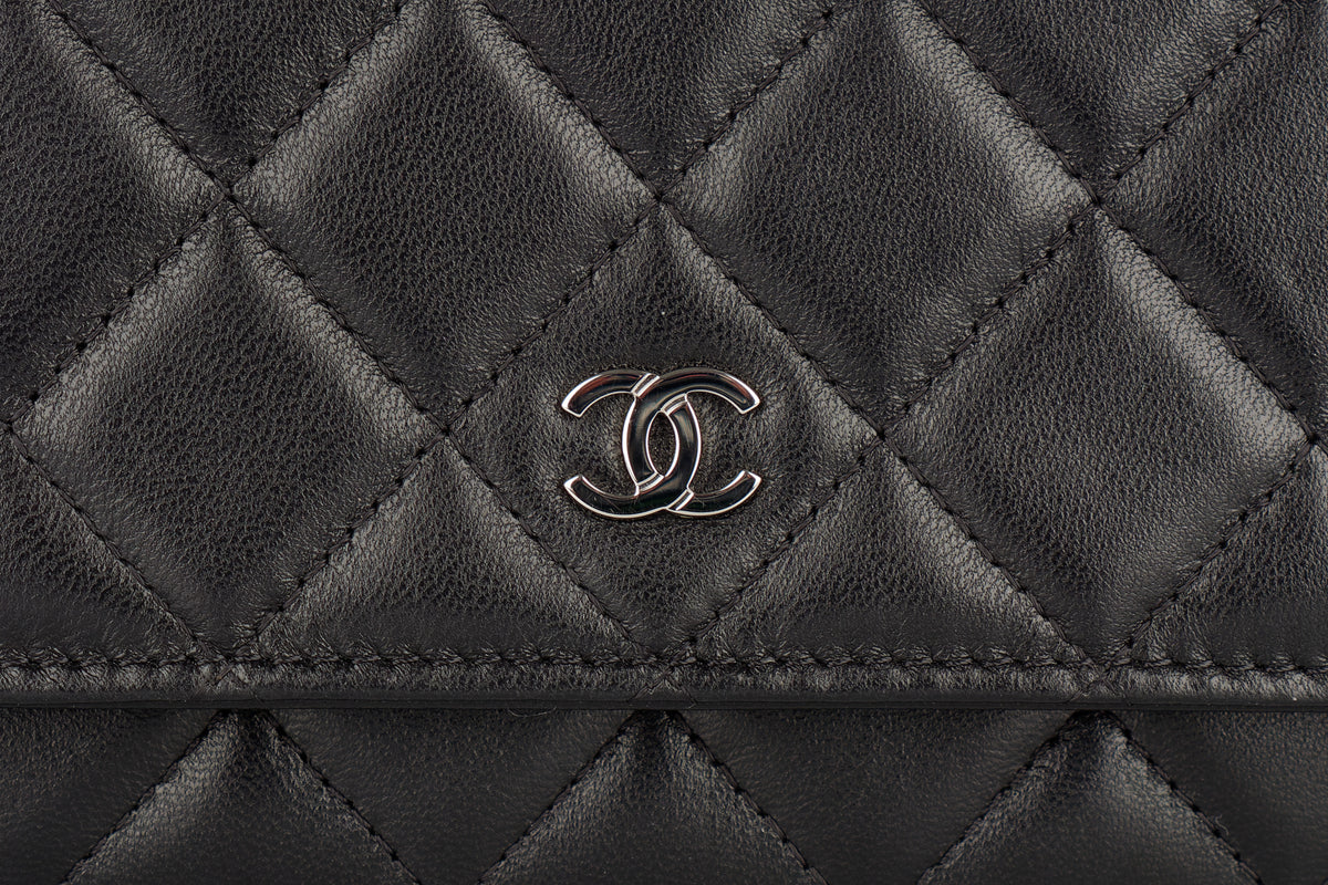 Chanel Wallet On Chain Black Lambskin Silver Hardware - view 7
