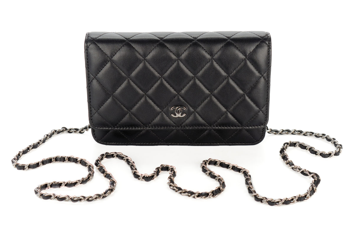 Chanel Wallet On Chain Black Lambskin Silver Hardware - view 8