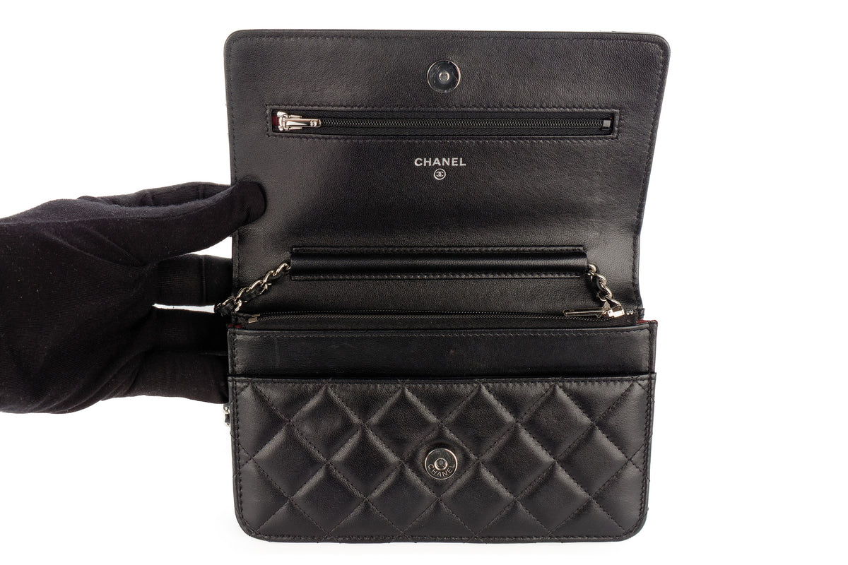Chanel Wallet On Chain Black Lambskin Silver Hardware - view 9