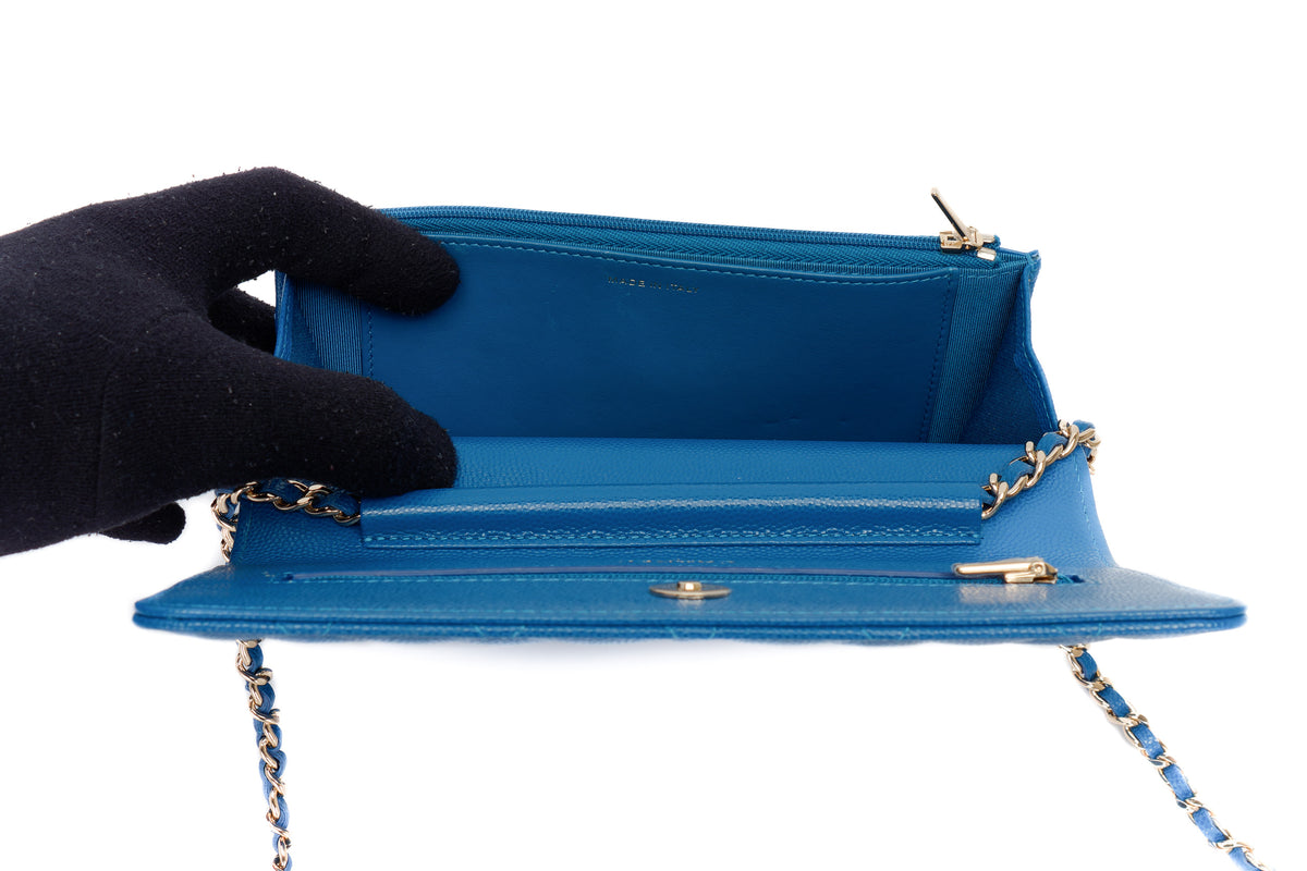 Chanel Wallet On Chain Blue Caviar Gold Hardware - view 11