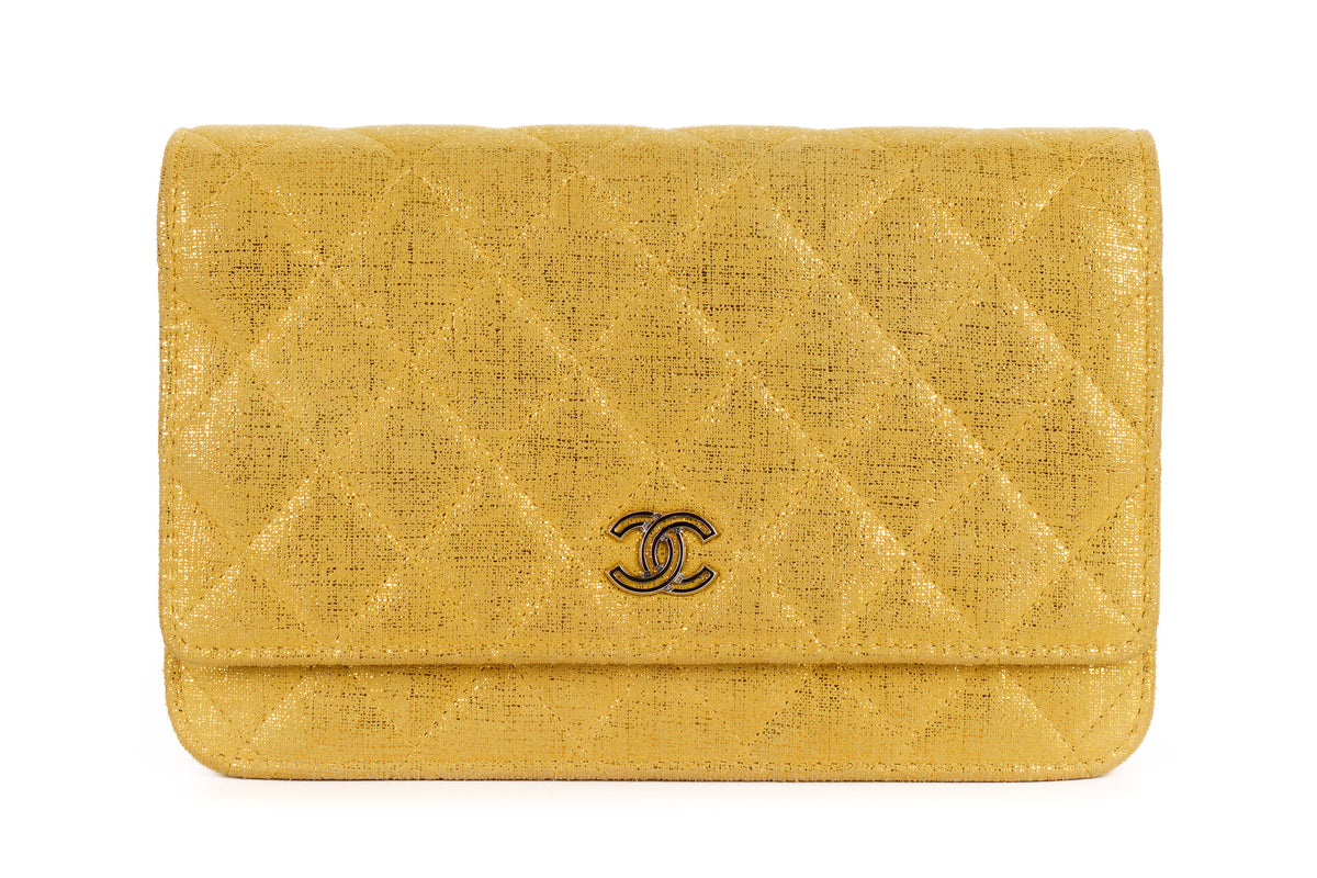 Chanel Wallet On Chain Gold Satin Silver Hardware - view 1
