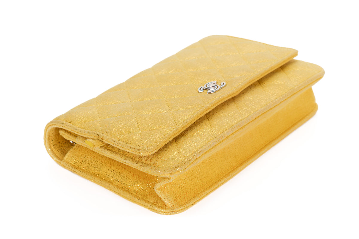 Chanel Wallet On Chain Gold Satin Silver Hardware - view 12