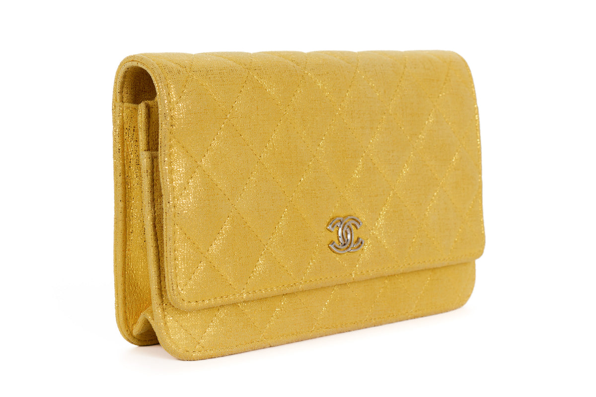 Chanel Wallet On Chain Gold Satin Silver Hardware - view 2