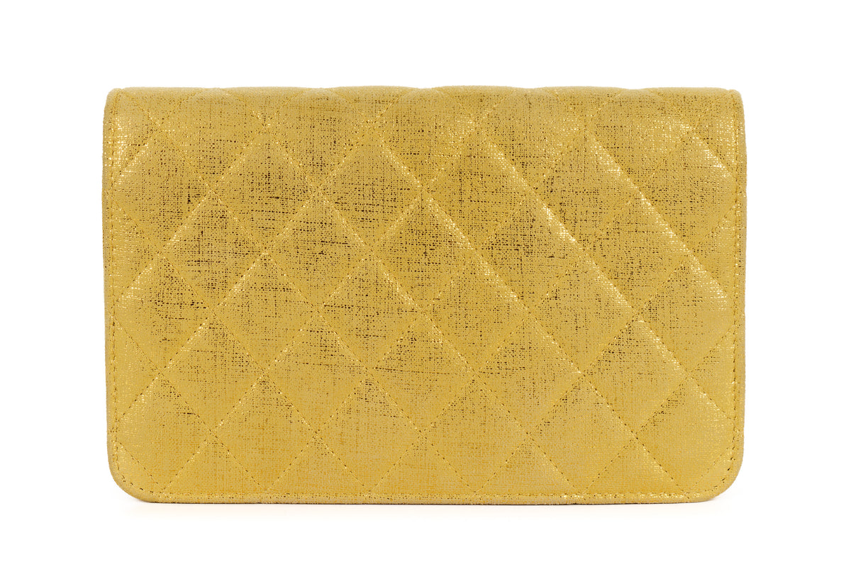 Chanel Wallet On Chain Gold Satin Silver Hardware - view 3