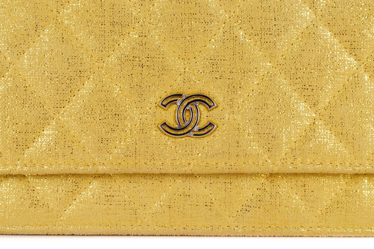Chanel Wallet On Chain Gold Satin Silver Hardware - view 7