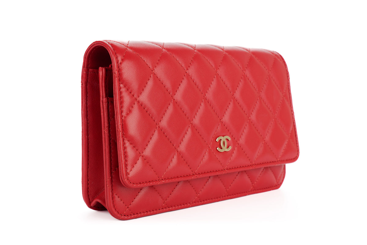 Chanel Wallet On Chain Red Lambskin Gold Hardware - view 2