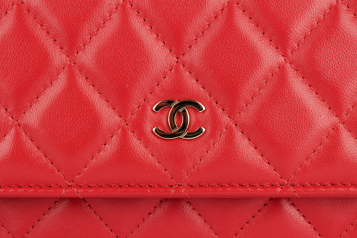 Chanel Wallet On Chain Red Lambskin Gold Hardware - view 7