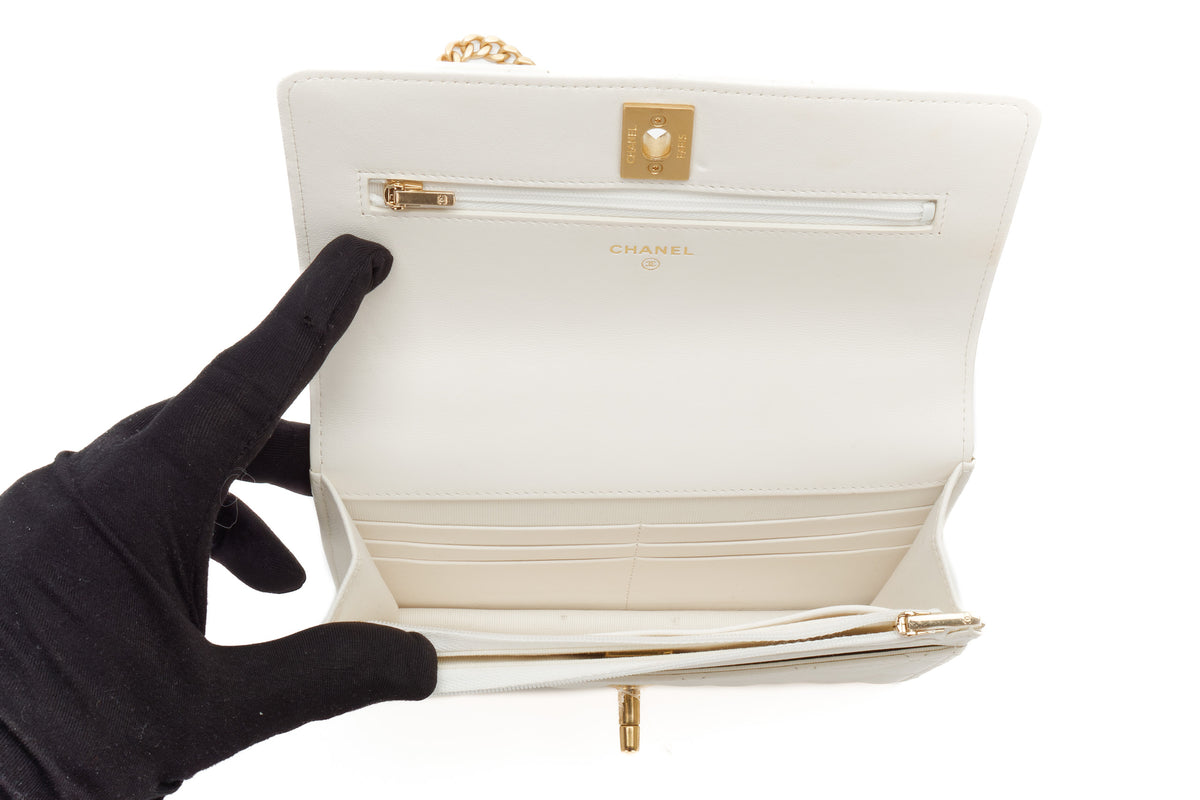 Chanel Wallet On Chain White Caviar Gold Hardware - view 10