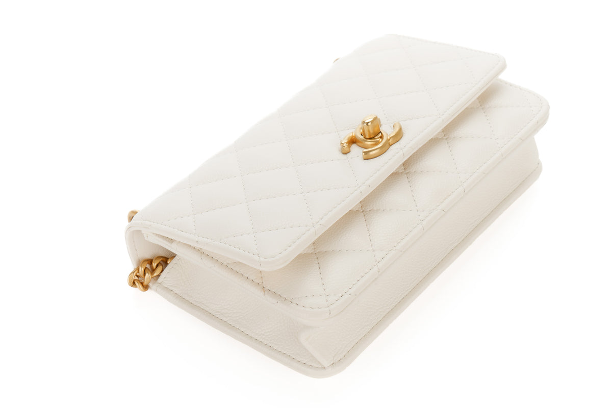 Chanel Wallet On Chain White Caviar Gold Hardware - view 11