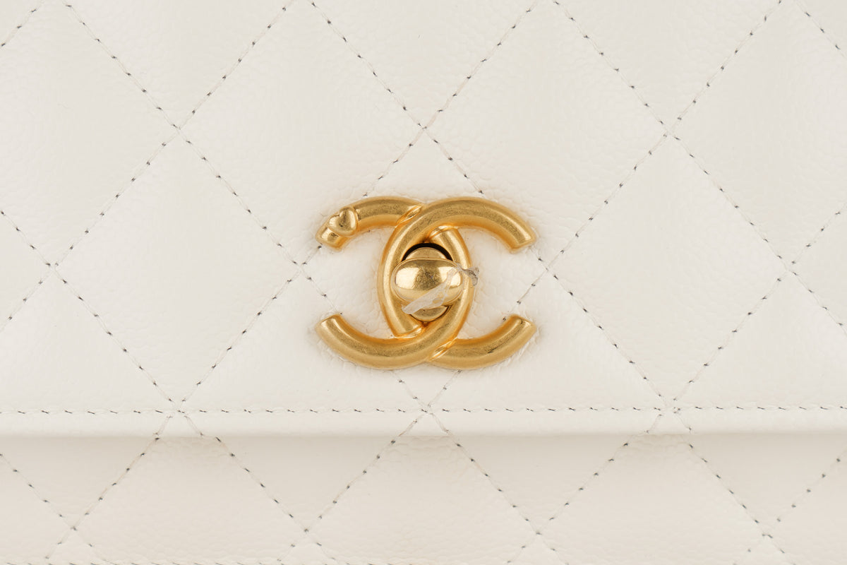 Chanel Wallet On Chain White Caviar Gold Hardware - view 7