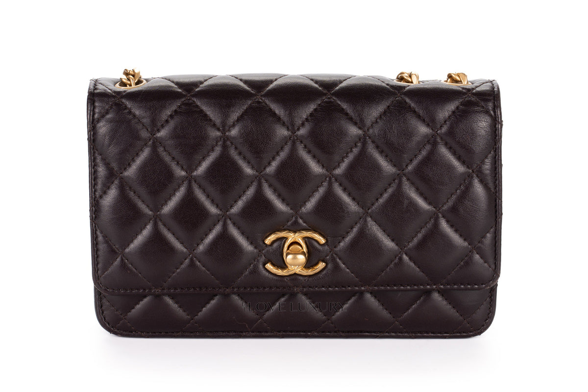 Chanel Wallet On Chain Aubergine Lambskin Aged Gold Hardware - view 1