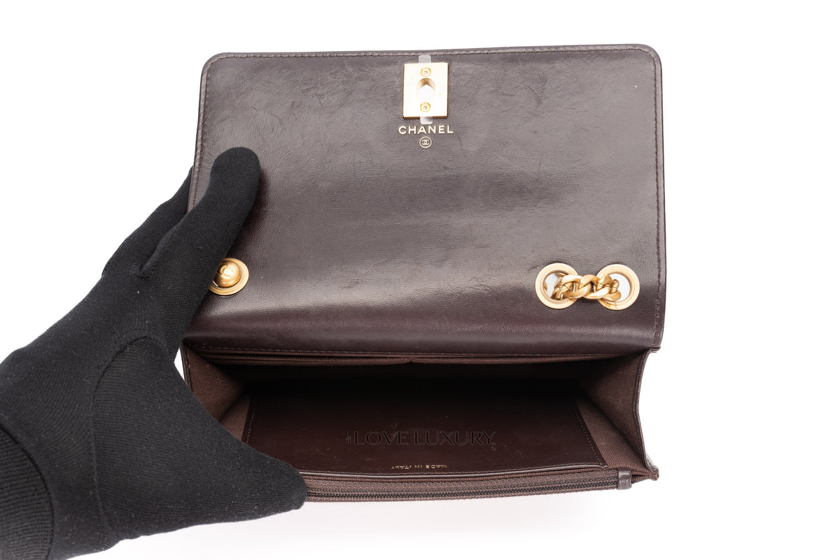 Chanel Wallet On Chain Aubergine Lambskin Aged Gold Hardware - view 11