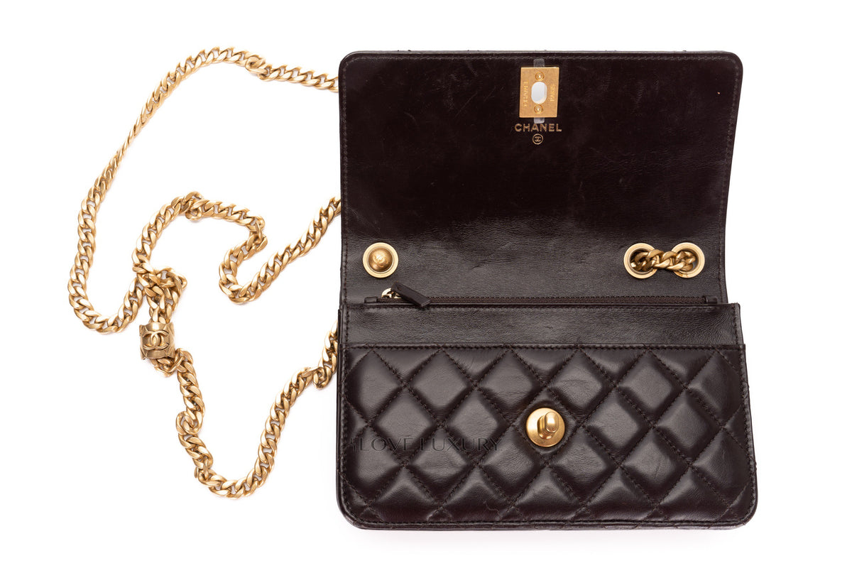 Chanel Wallet On Chain Aubergine Lambskin Aged Gold Hardware - view 12