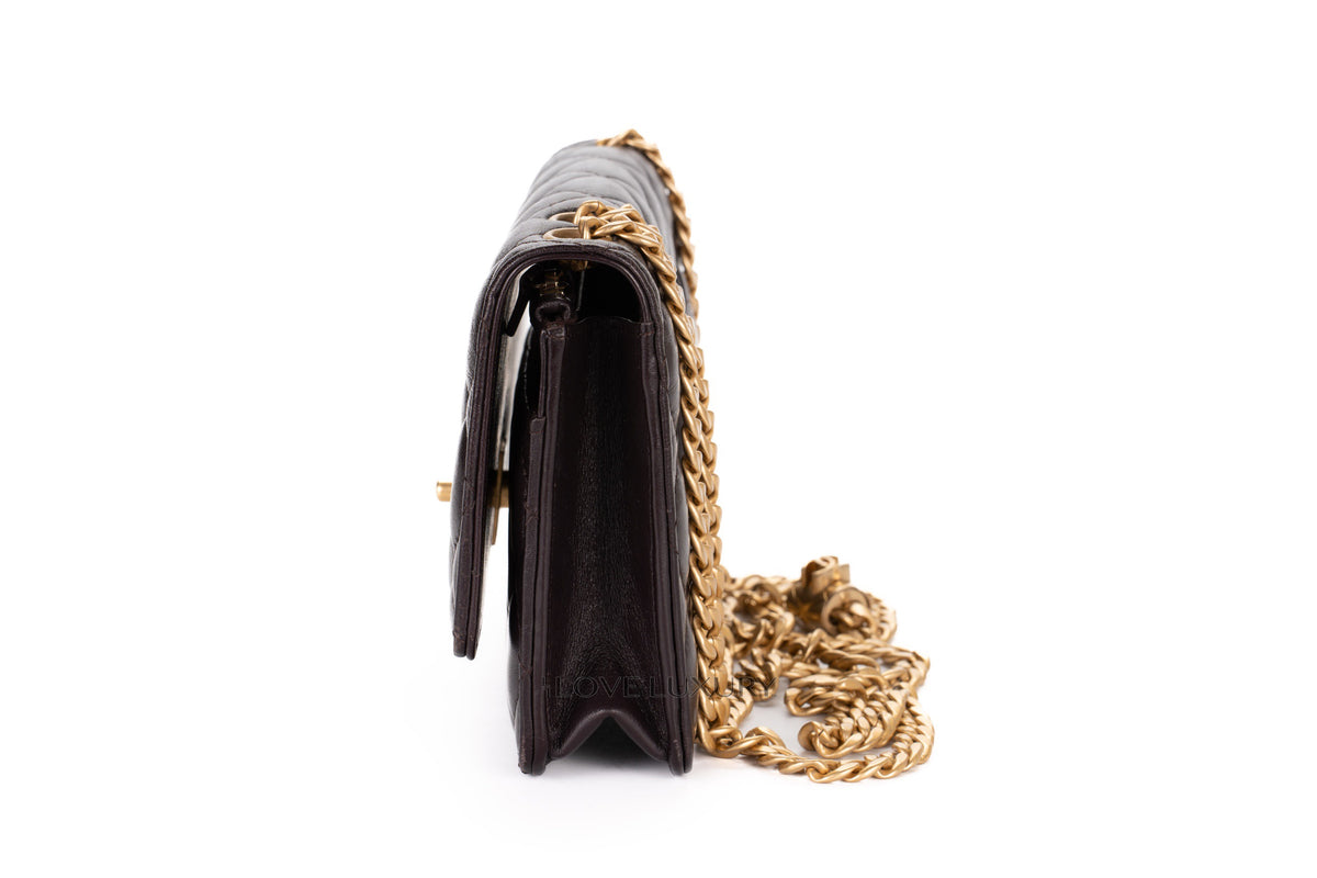 Chanel Wallet On Chain Aubergine Lambskin Aged Gold Hardware - view 4