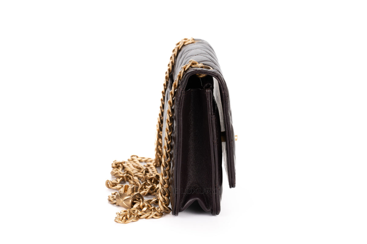 Chanel Wallet On Chain Aubergine Lambskin Aged Gold Hardware - view 5