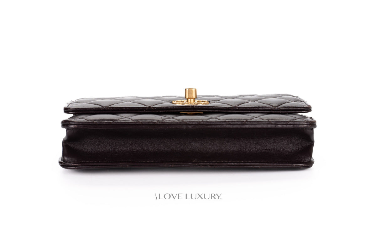 Chanel Wallet On Chain Aubergine Lambskin Aged Gold Hardware - view 6