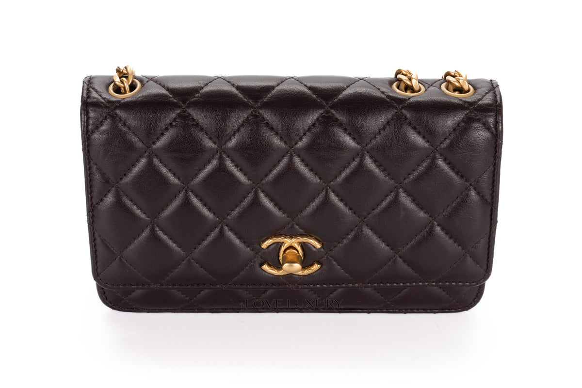 Chanel Wallet On Chain Aubergine Lambskin Aged Gold Hardware - view 7