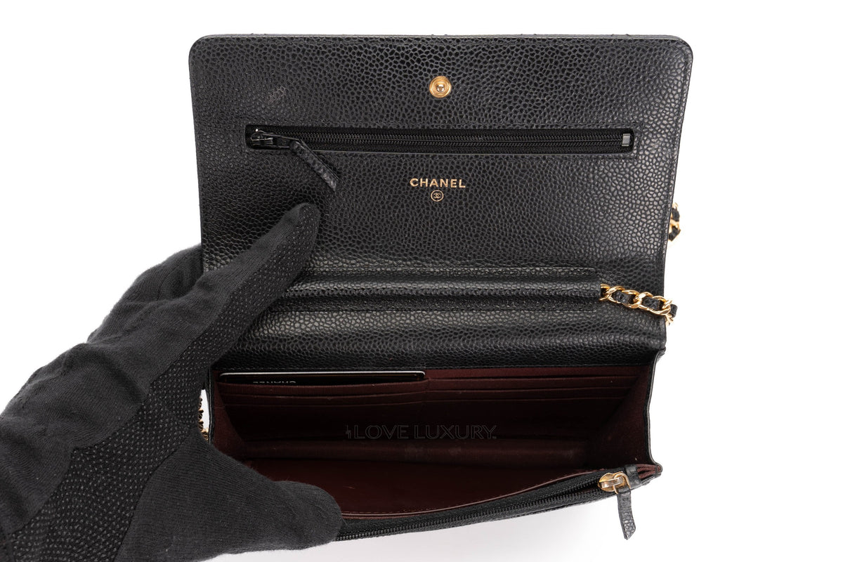 Chanel Wallet On Chain Black Caviar Gold Hardware - view 10