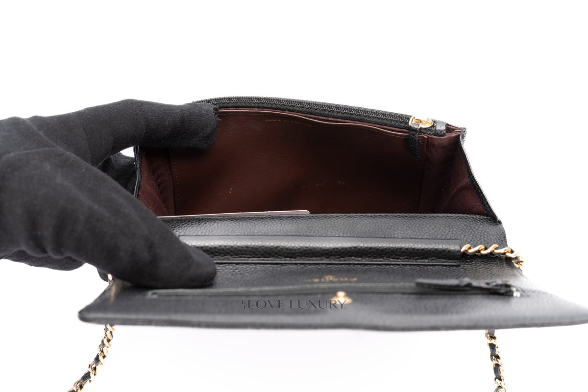 Chanel Wallet On Chain Black Caviar Gold Hardware - view 11