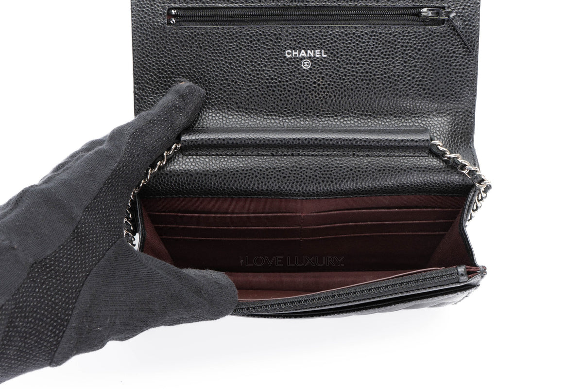 Chanel Wallet On Chain Black Caviar Silver Hardware - view 10