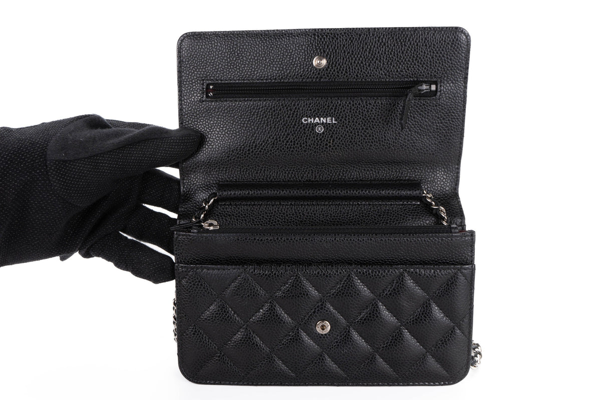 Chanel Wallet On Chain Black Caviar Silver Hardware - view 9