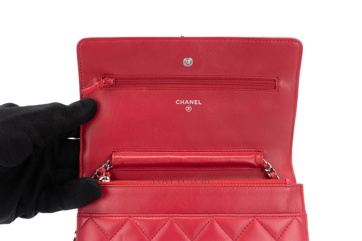 Chanel Wallet On Chain Pink Lambskin Silver Hardware - view 9
