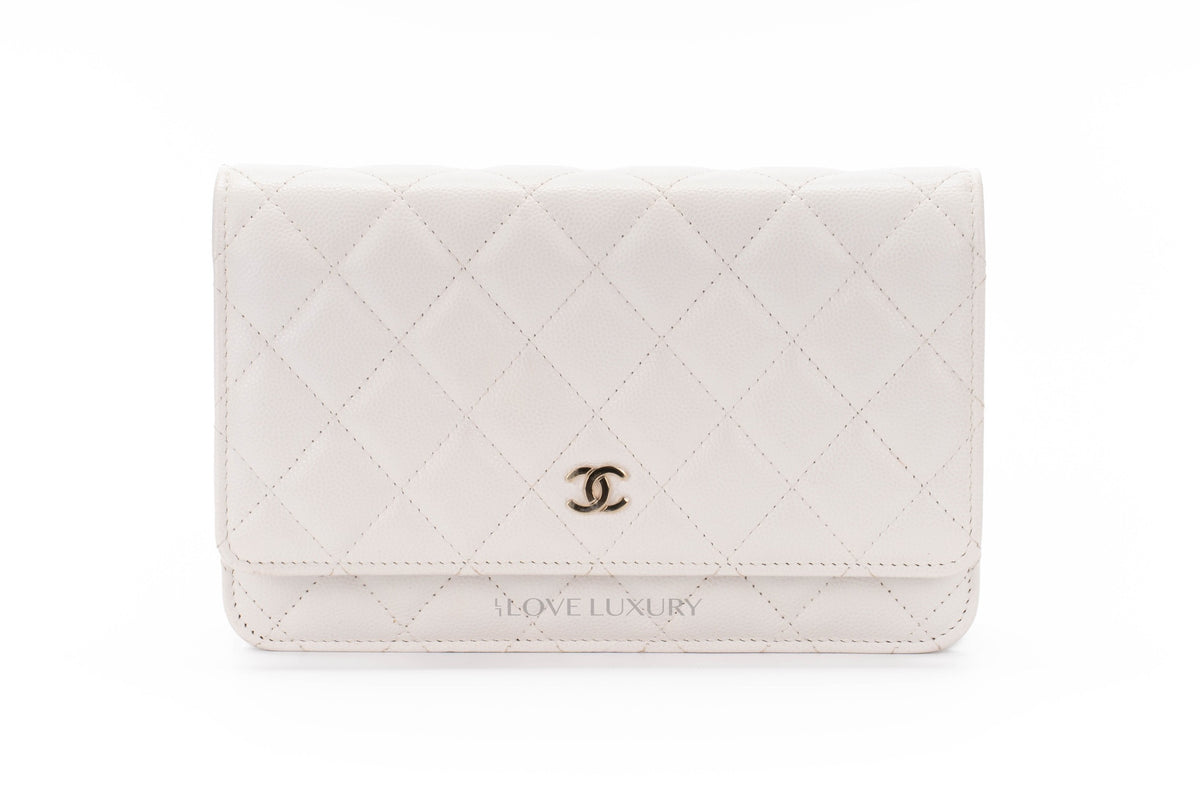 Chanel Wallet On Chain White Caviar Light Gold Hardware - view 1