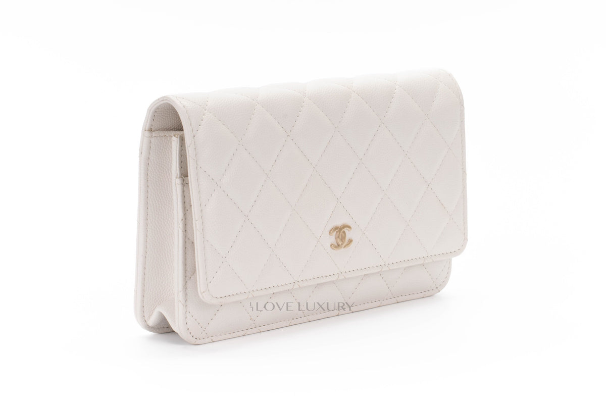 Chanel Wallet On Chain White Caviar Light Gold Hardware - view 2