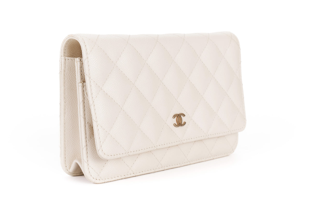 Chanel Wallet On Chain White Caviar Light Gold Hardware - view 2