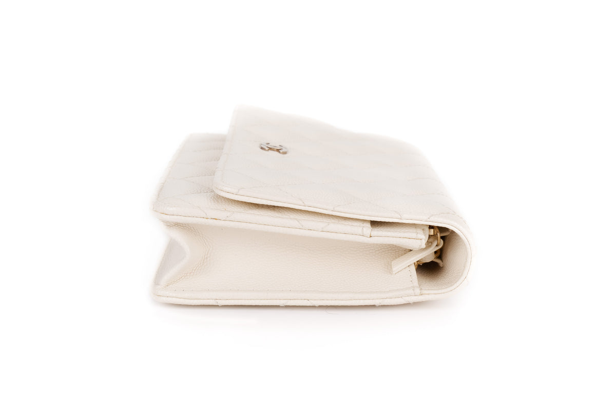 Chanel Wallet On Chain White Caviar Light Gold Hardware - view 4