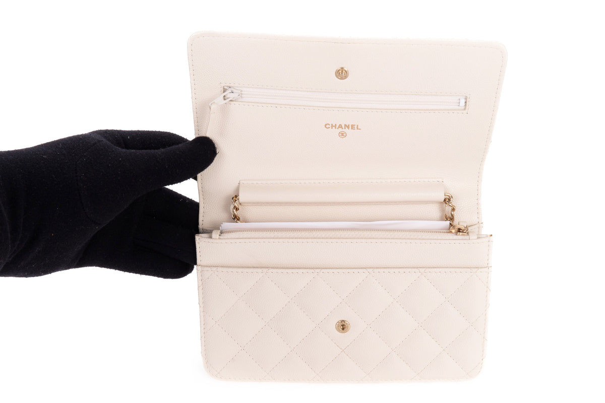 Chanel Wallet On Chain White Caviar Light Gold Hardware - view 7