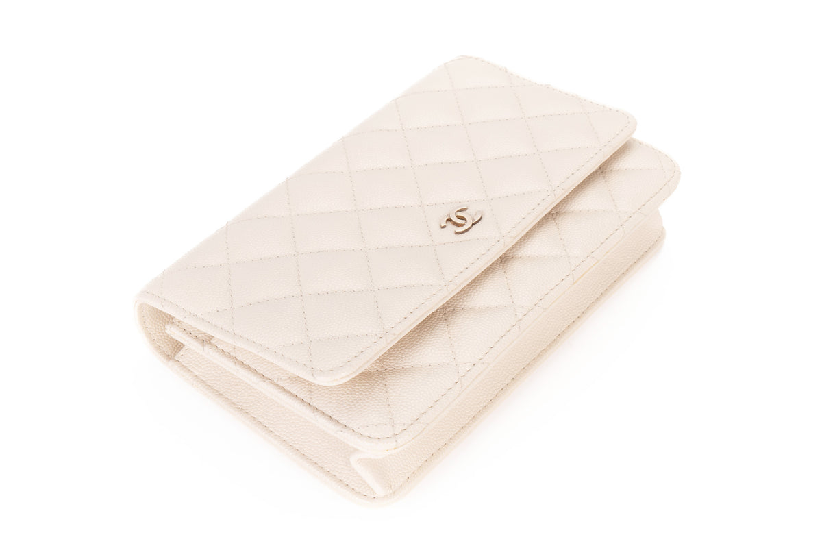 Chanel Wallet On Chain White Caviar Light Gold Hardware - view 9