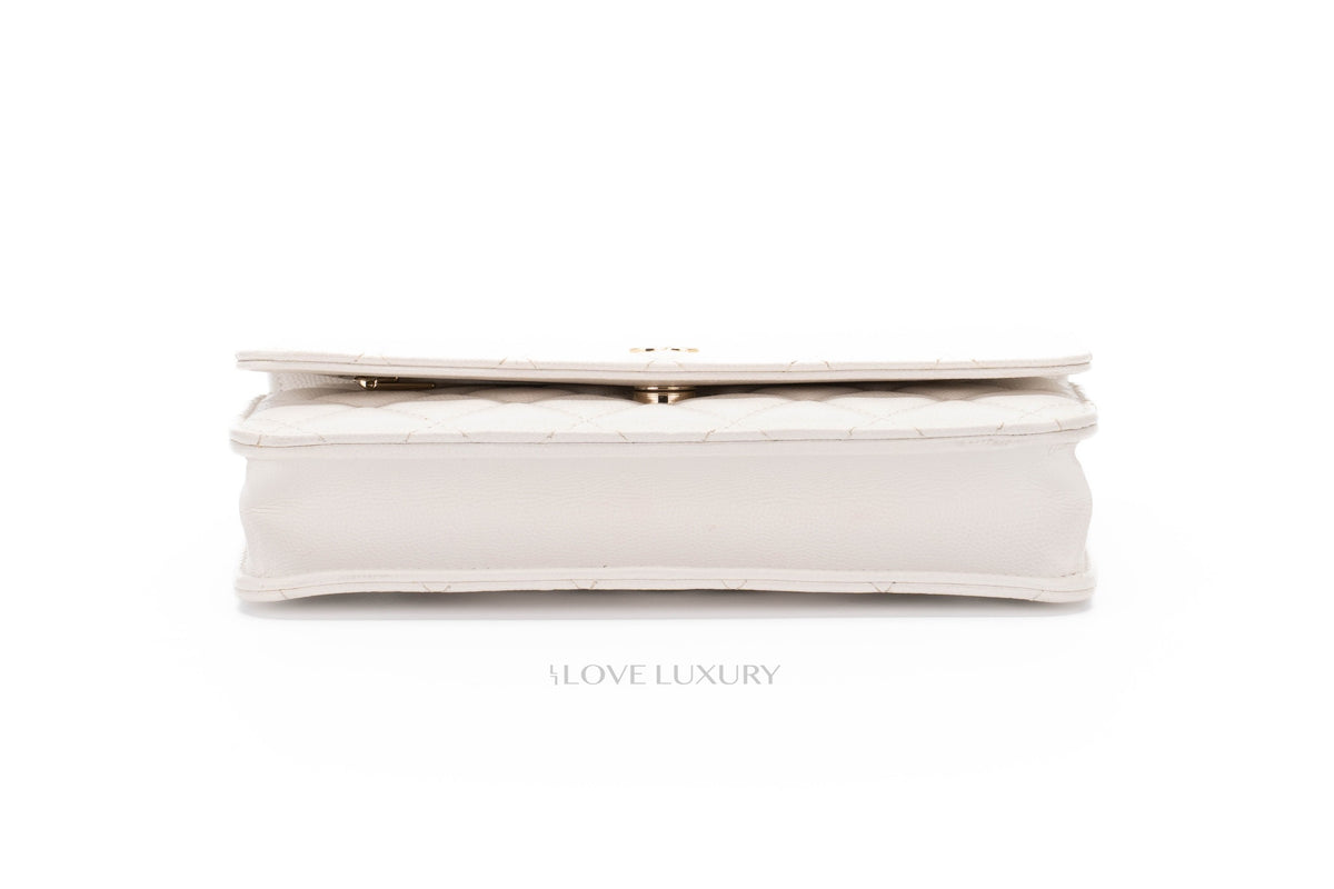 Chanel Wallet On Chain White Caviar Light Gold Hardware - view 6