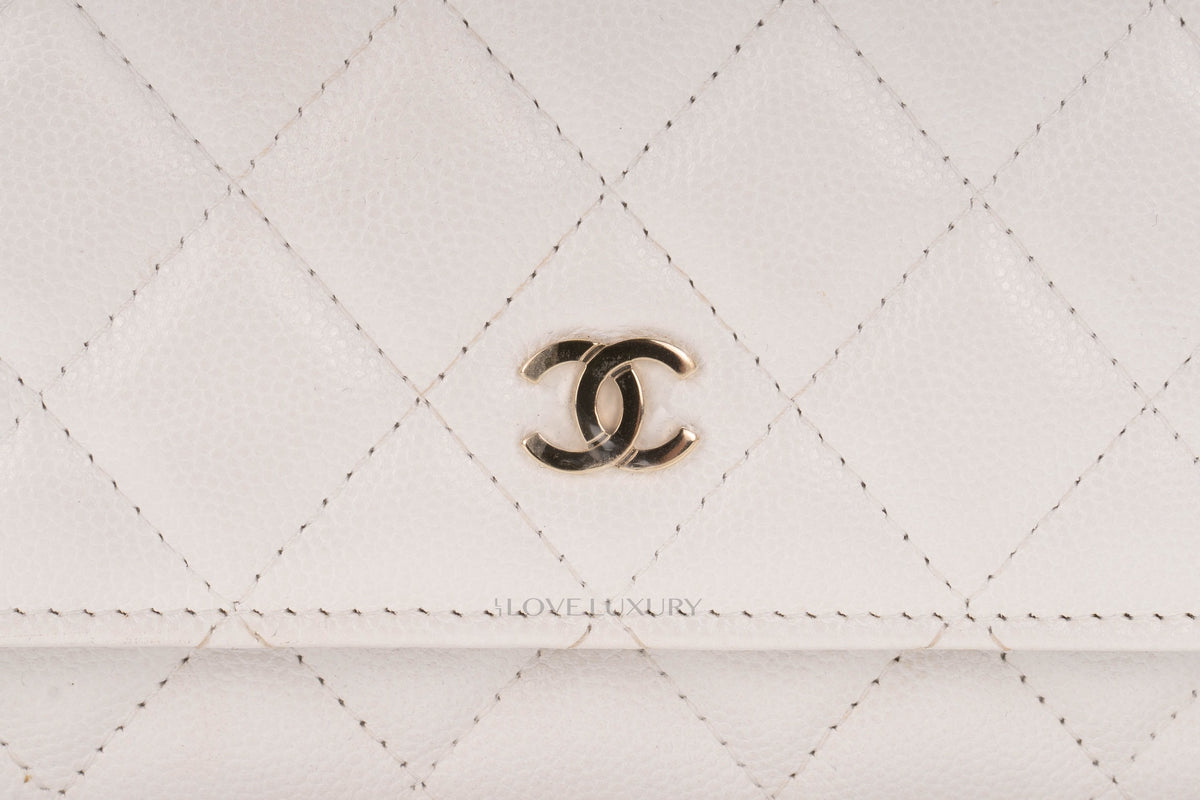 Chanel Wallet On Chain White Caviar Light Gold Hardware - view 7