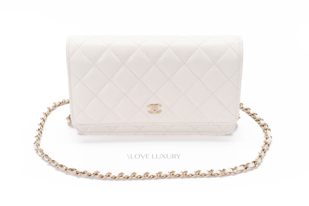 Chanel Wallet On Chain White Caviar Light Gold Hardware - view 8