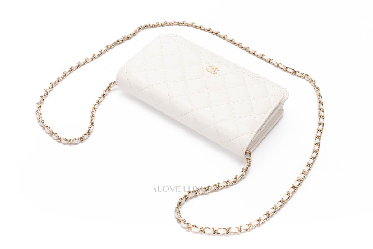 Chanel Wallet On Chain White Caviar Light Gold Hardware - view 9