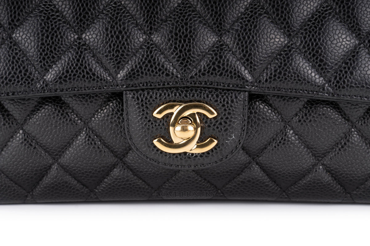 Chanel Medium Classic Flap Black Caviar Gold Hardware - view 7