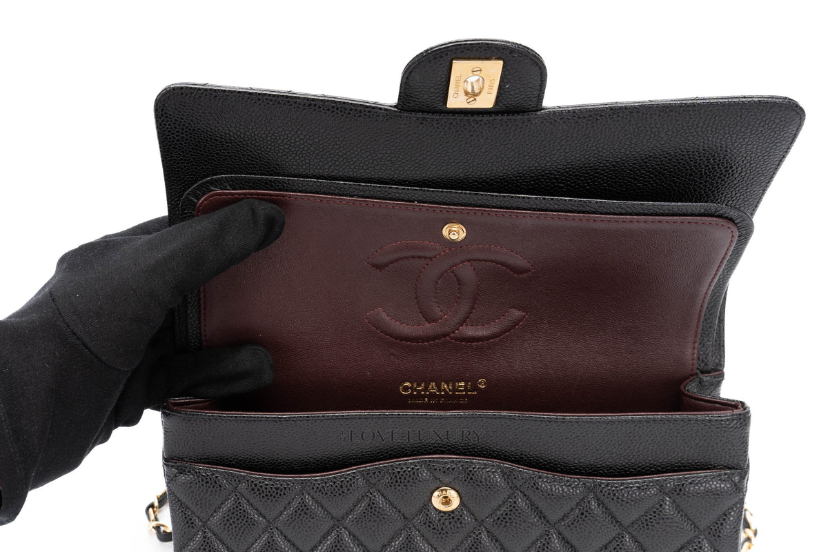 Chanel Medium Classic Flap Black Caviar Gold Hardware - view 8