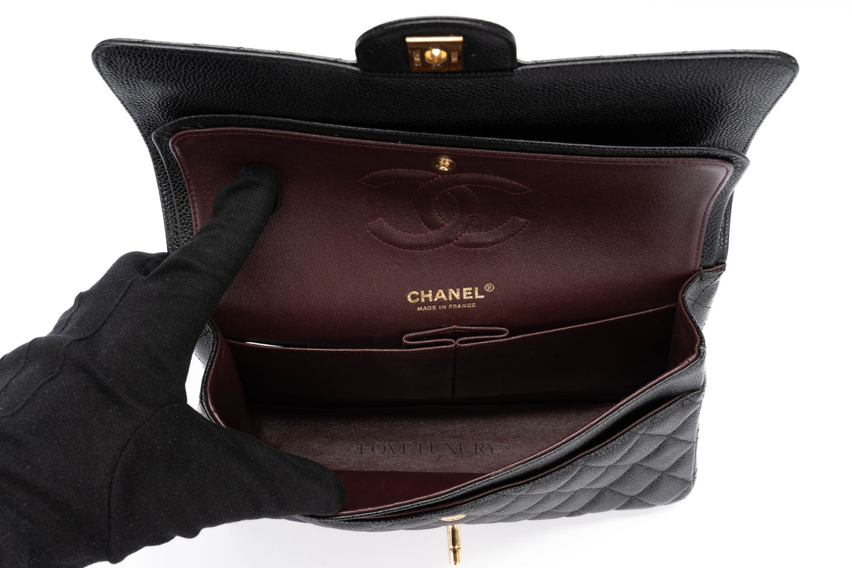 Chanel Medium Classic Flap Black Caviar Gold Hardware - view 9