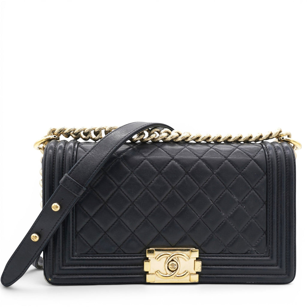 CHANEL Lambskin Quilted Medium Boy Flap – Black