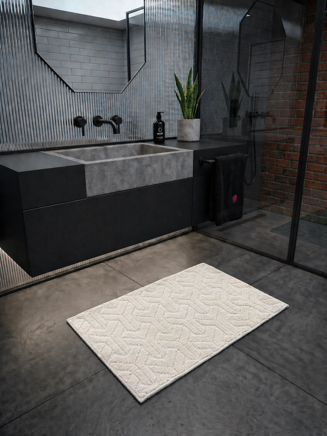 Cream Miracle Bath Custom Mat by THE DRIP CO. RUGS