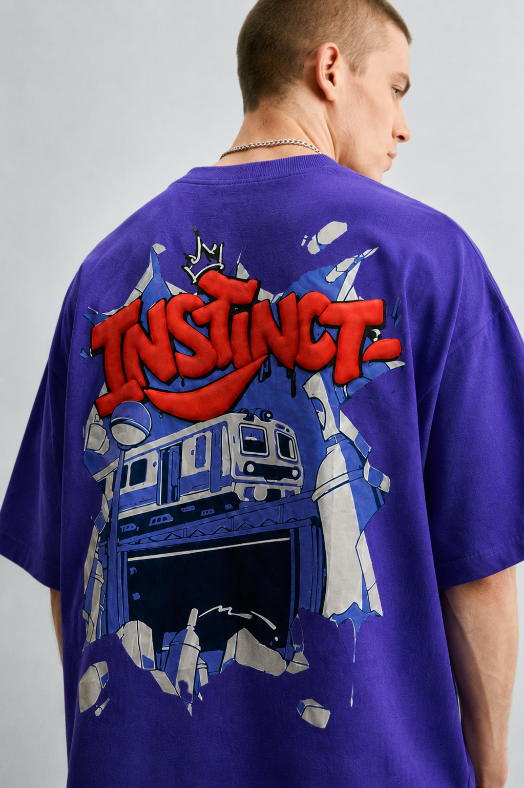 Train Wreck - Oversized T-Shirt (Violet) by Instinct First