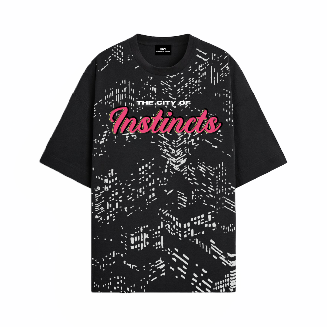 City Of Instincts - Oversized T-shirt (Black) by Instinct First