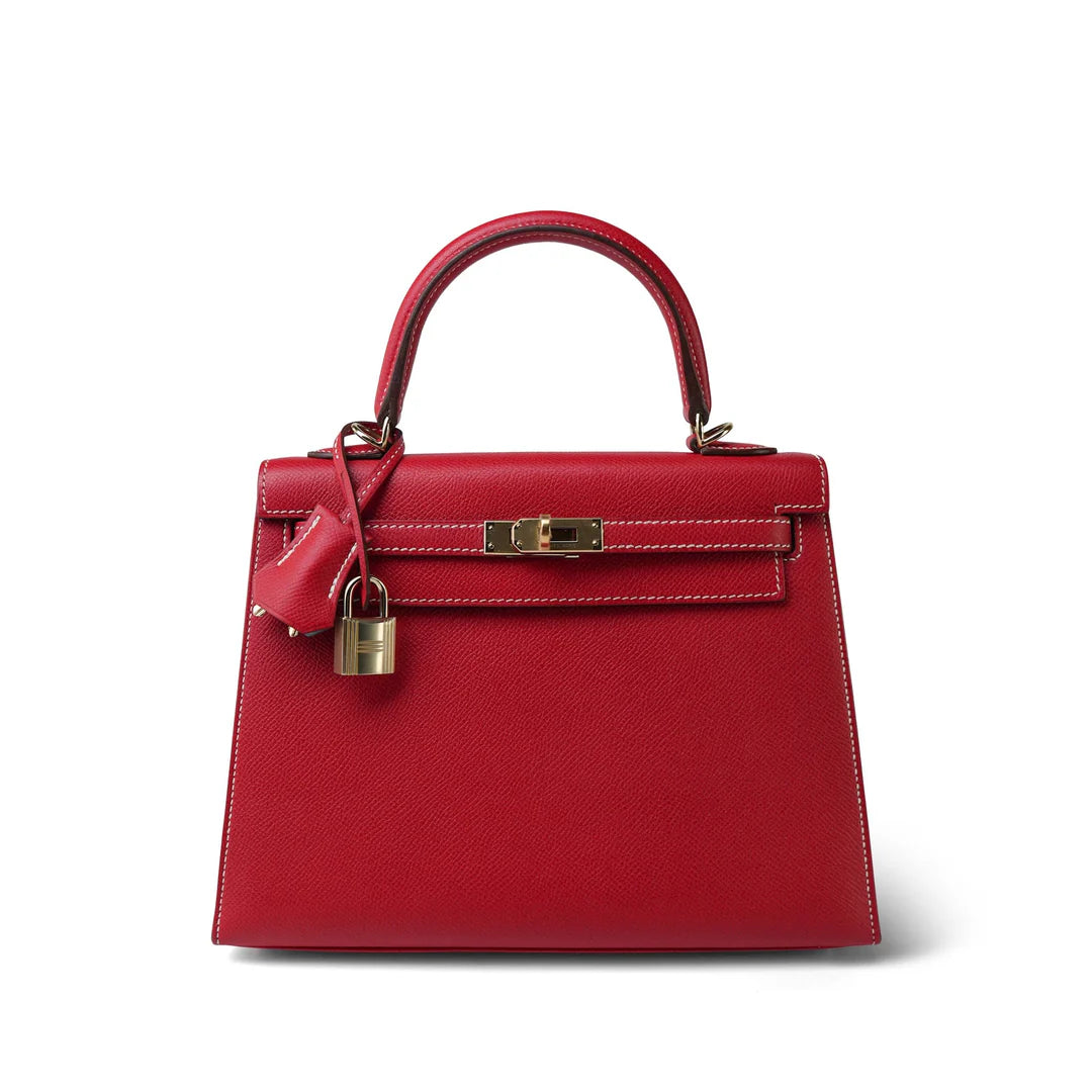 Hermès Kelly Sellier 25 – Bi-Color Rouge Casaque / Bleu Thalassa Epsom - Zeuskicks